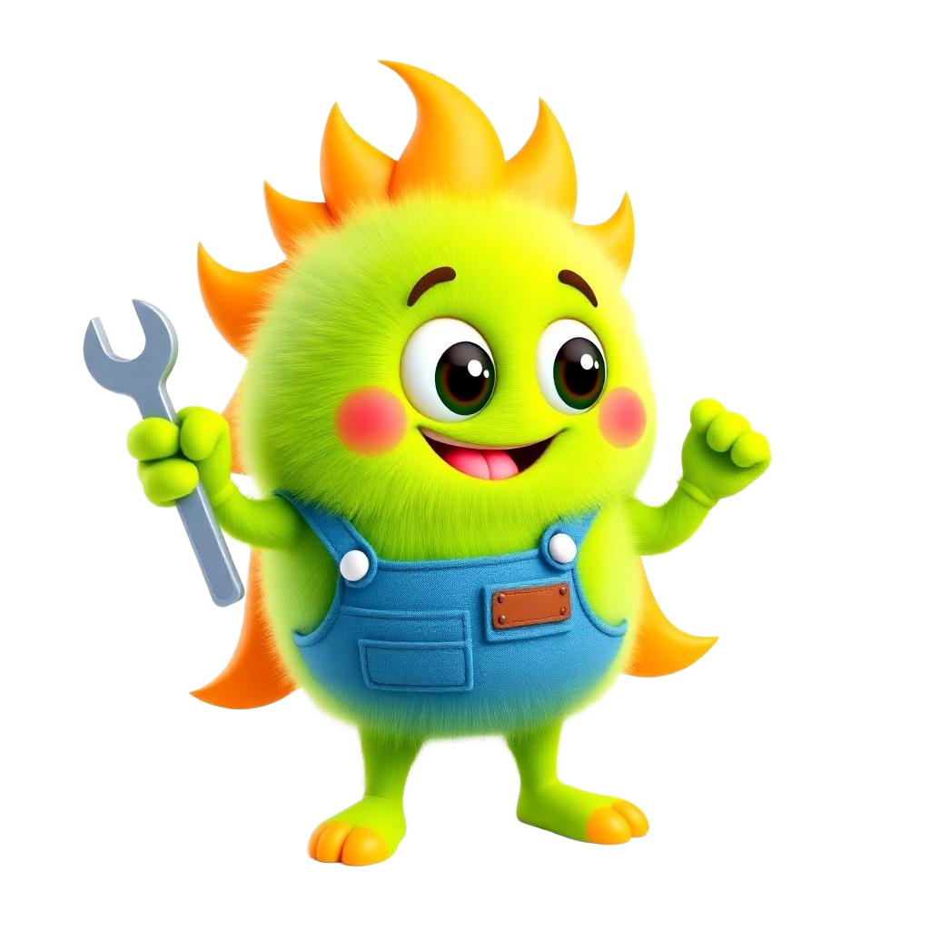 Mr. Ideal mascot — friendly heating engineer character